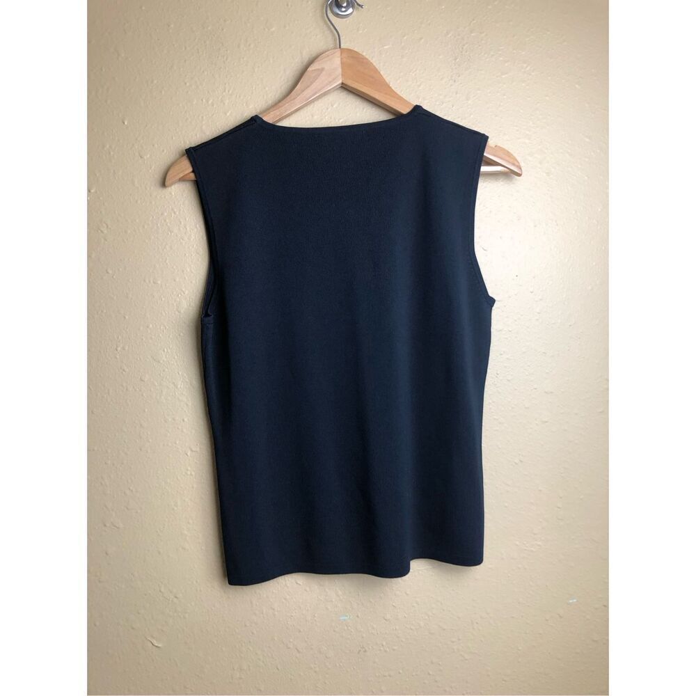 M Nicole XL Navy Embroidered Floral Sleeveless Knit Tank Top - Picture 7 of 13
